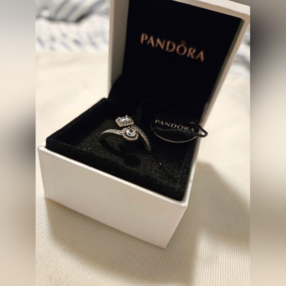 Abstract Elegance Ring, 100% 925 Sterling Silver & Crystal, CZ, Pandora